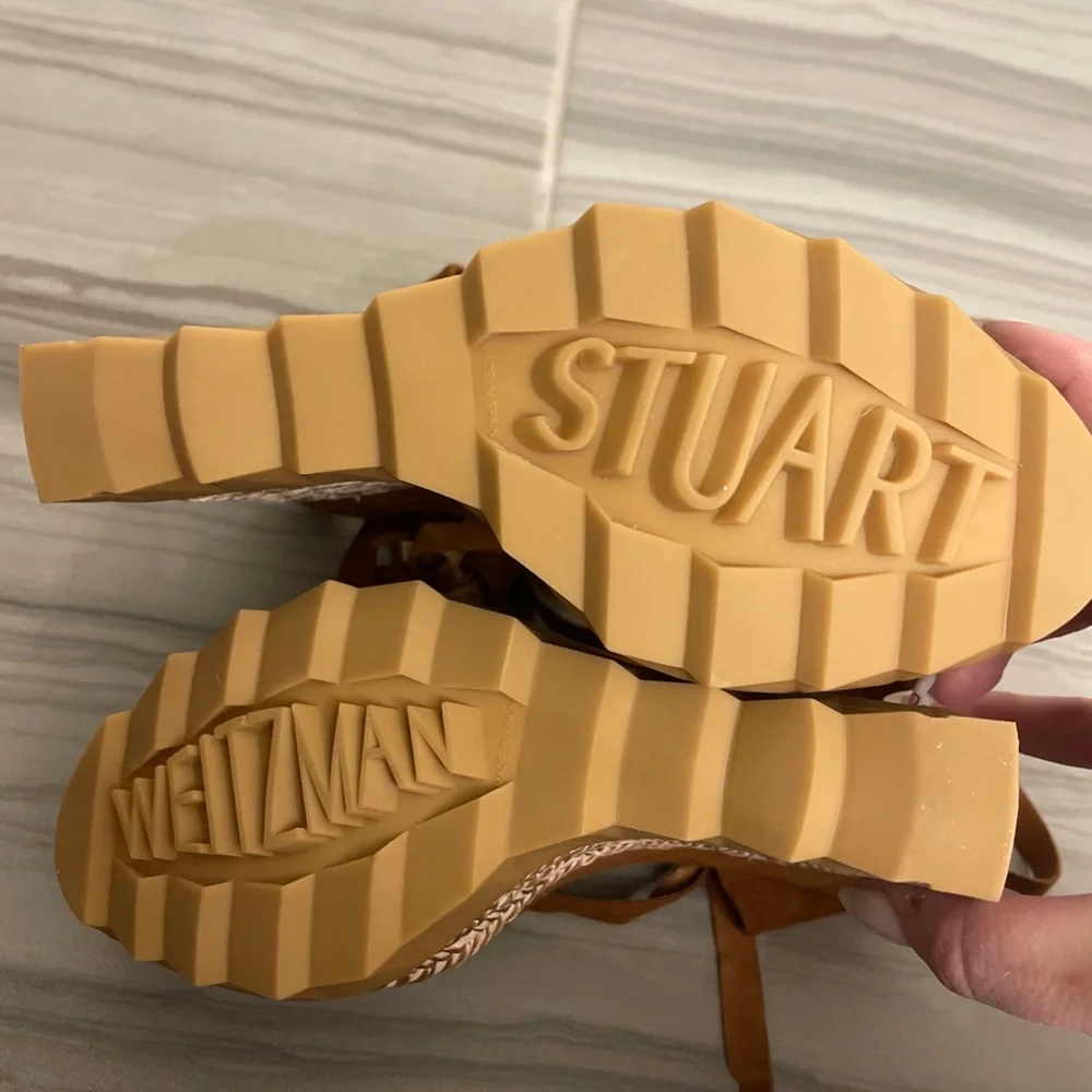 Stuart Weitzman Brown Suede Wedge Sandals - Picture 10 of 13